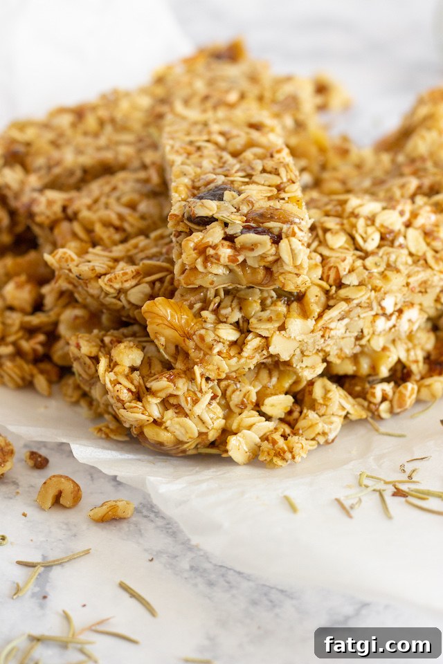 Sweet and Savory Granola Bars Stacked