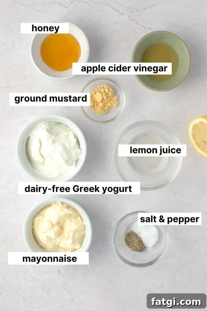 Labeled ingredients for dairy free chicken salad dressing.