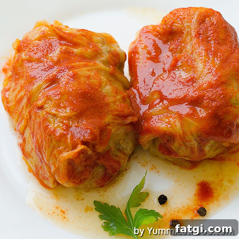 Cabbage rolls with pork, beef and rice