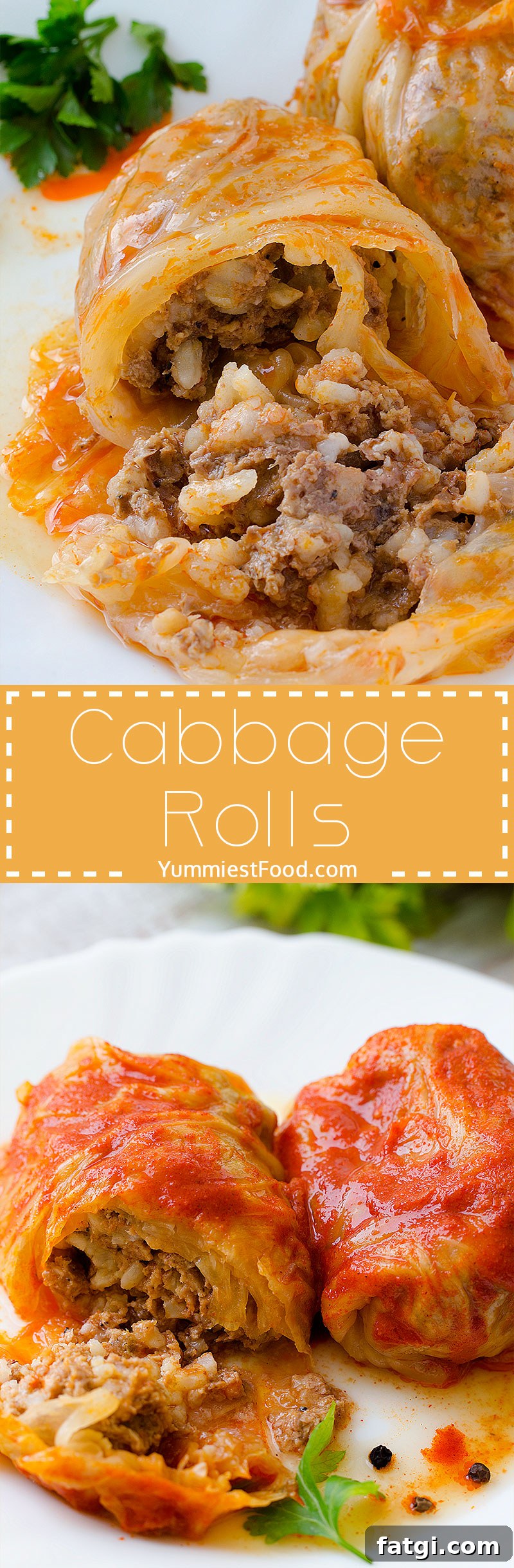 Cabbage rolls with pork, beef and rice