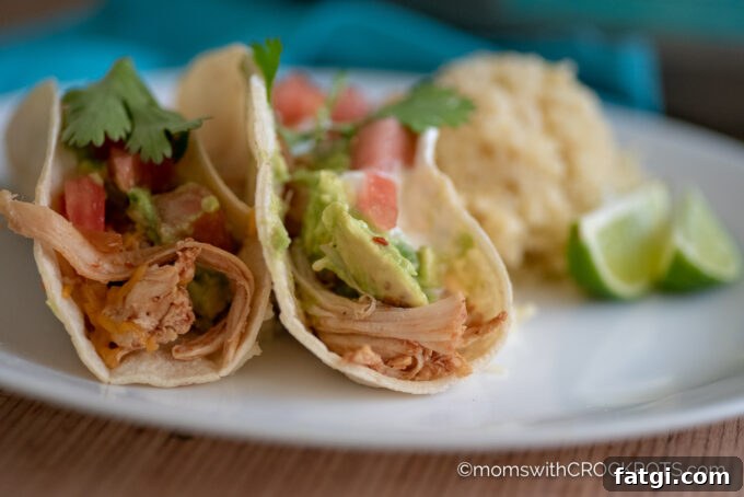 Crockpot Chicken Tacos ready to serve