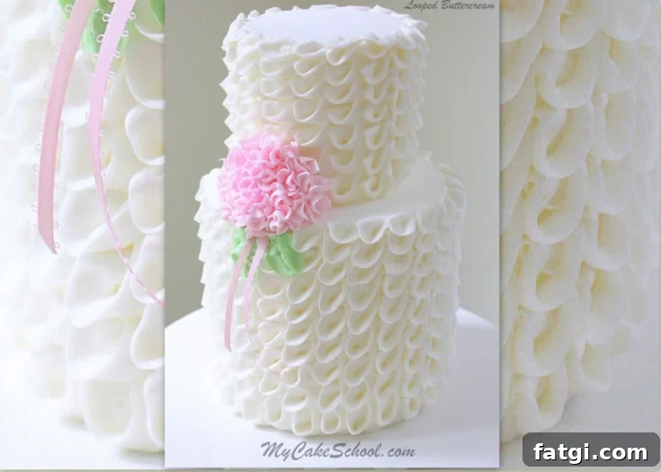 Looped Ribbons of Buttercream with Hydrangea