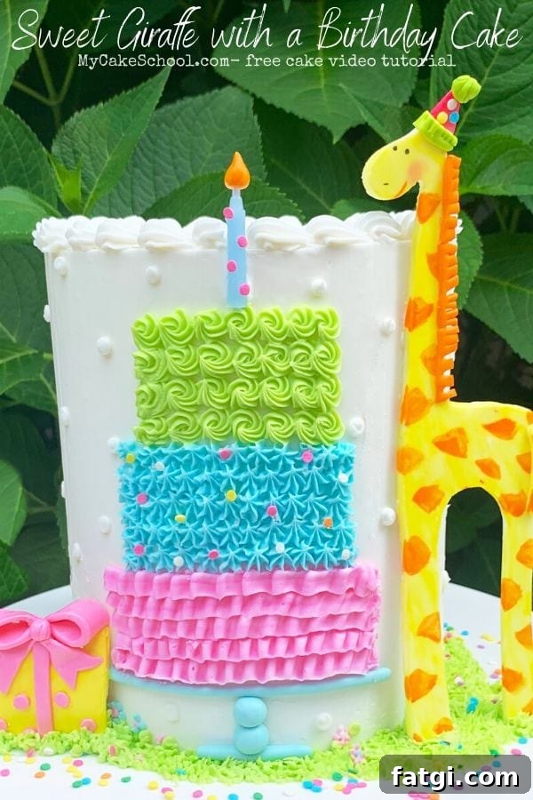 Sweet Giraffe with a Birthday Cake tutorial Sweet Giraffe with a Birthday Cake - free cake tutorial