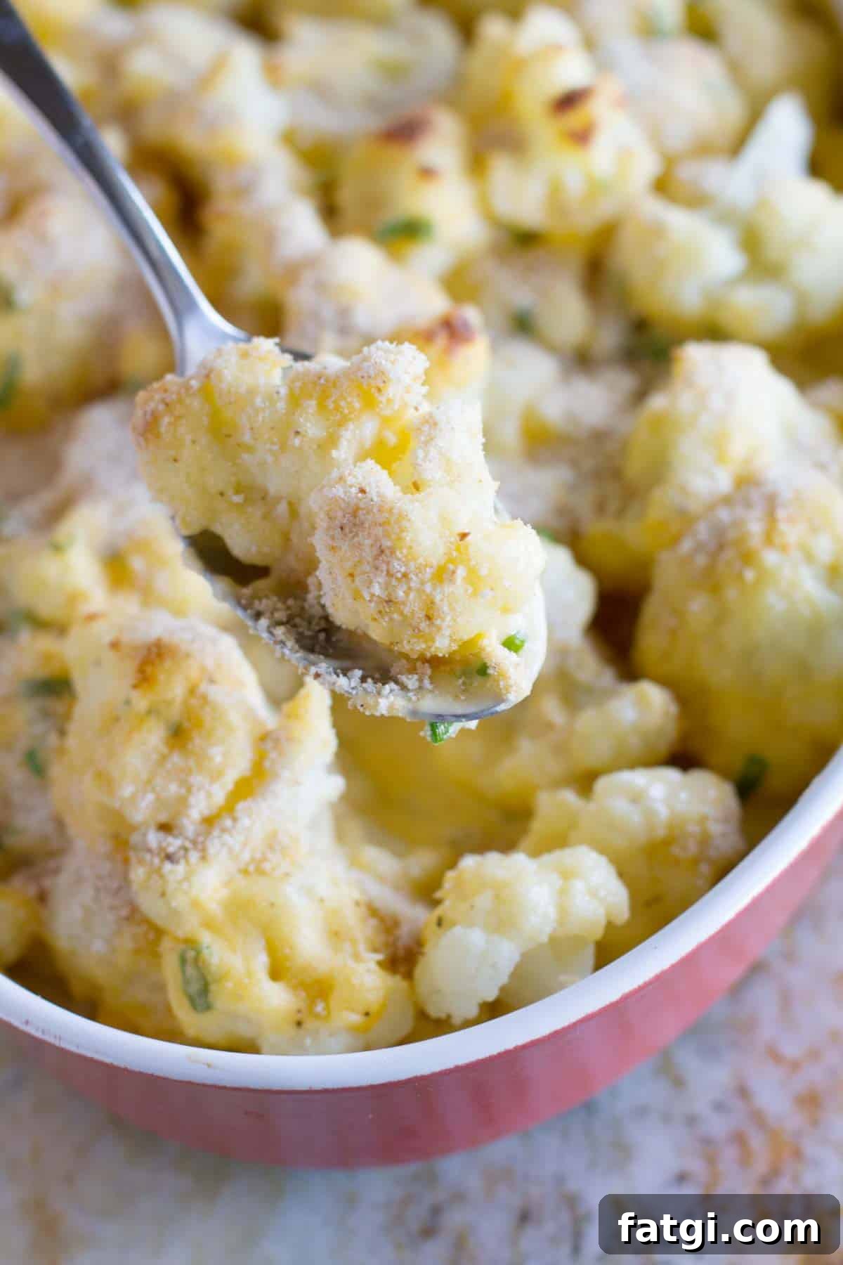 Spoonful of Cheddar Cauliflower Gratin.