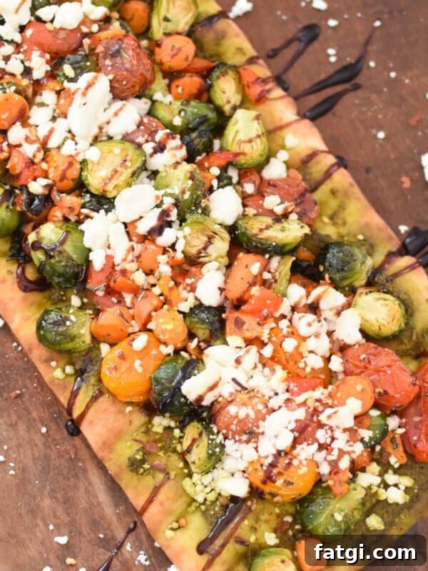 Roasted Vegetable Goat Cheese Flatbread Pizza Recipe 1200 x 1200