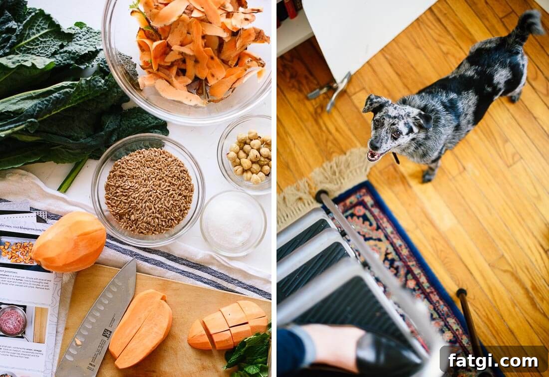 Ingredients for Mediterranean sweet potato and farro salad