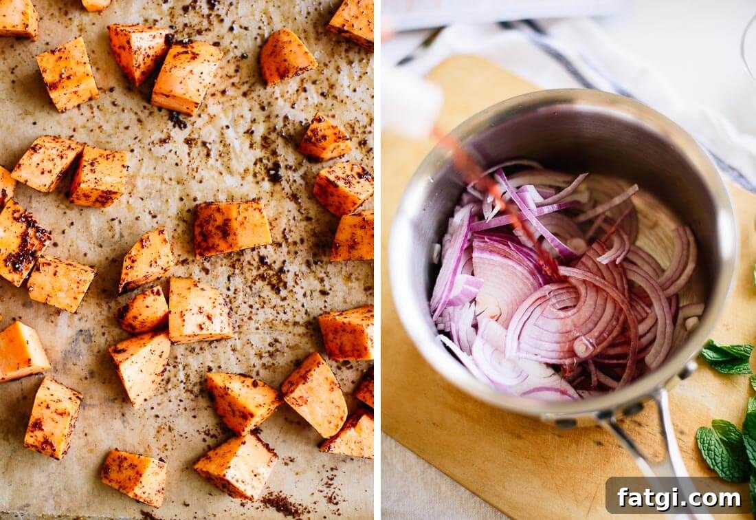 Roasted sweet potatoes seasoned with sumac