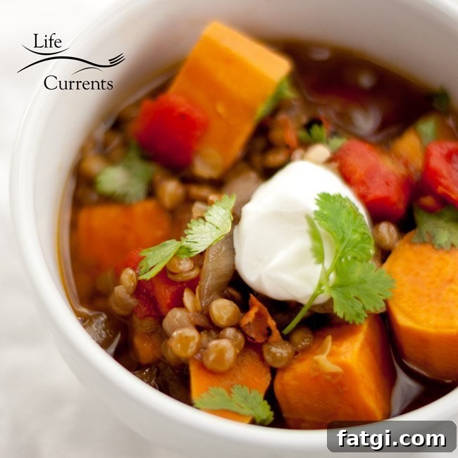Lentil and Sweet Potato Stew also makes a great lunch the next day. Lentil and Sweet Potato Stew also makes a great lunch the next day.