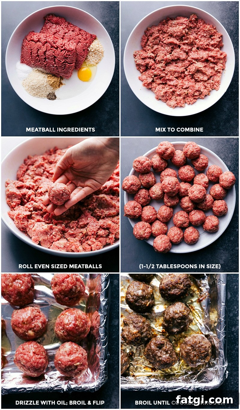 Crafting Meatballs - From Mixing to Cooking Mixing and rolling ingredients for meatballs, followed by cooking to perfection.