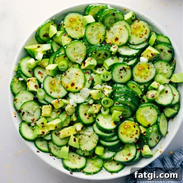Asian Cucumber Salad in a bowl ready to be enjoyed.