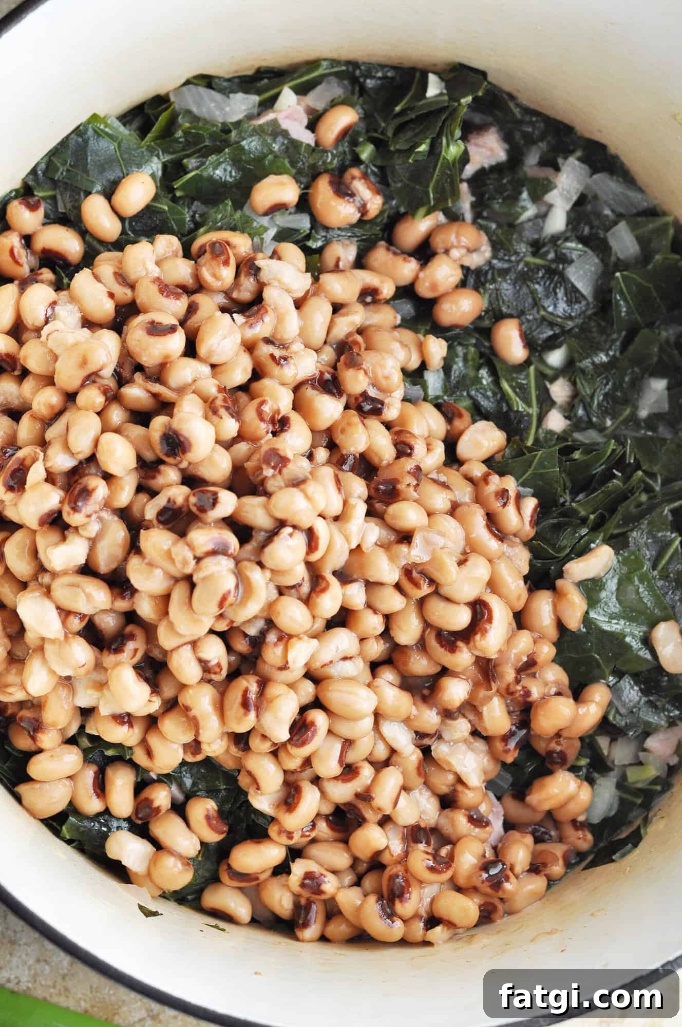 Black eyed peas added to collard greens