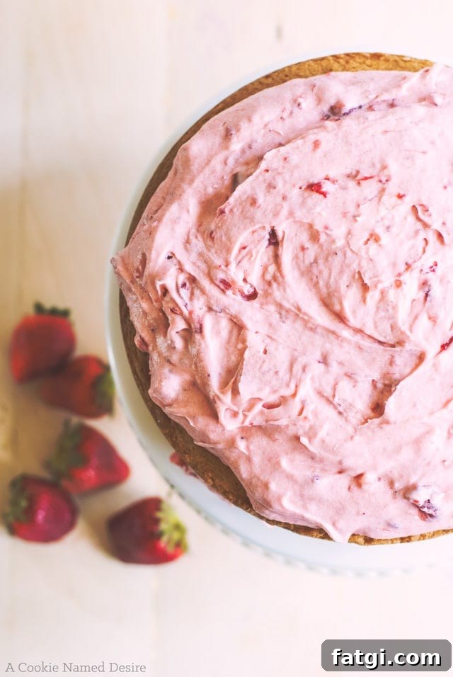 Moist Vanilla Butter Cake with Strawberry Mint Buttercream 3 A delicious yellow butter cake with strawberry mint buttercream frosting