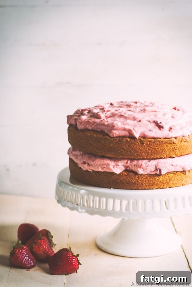 Moist Vanilla Butter Cake with Strawberry Mint Buttercream 4 Yellow butter birthday cake with strawberry mint buttercream frosting