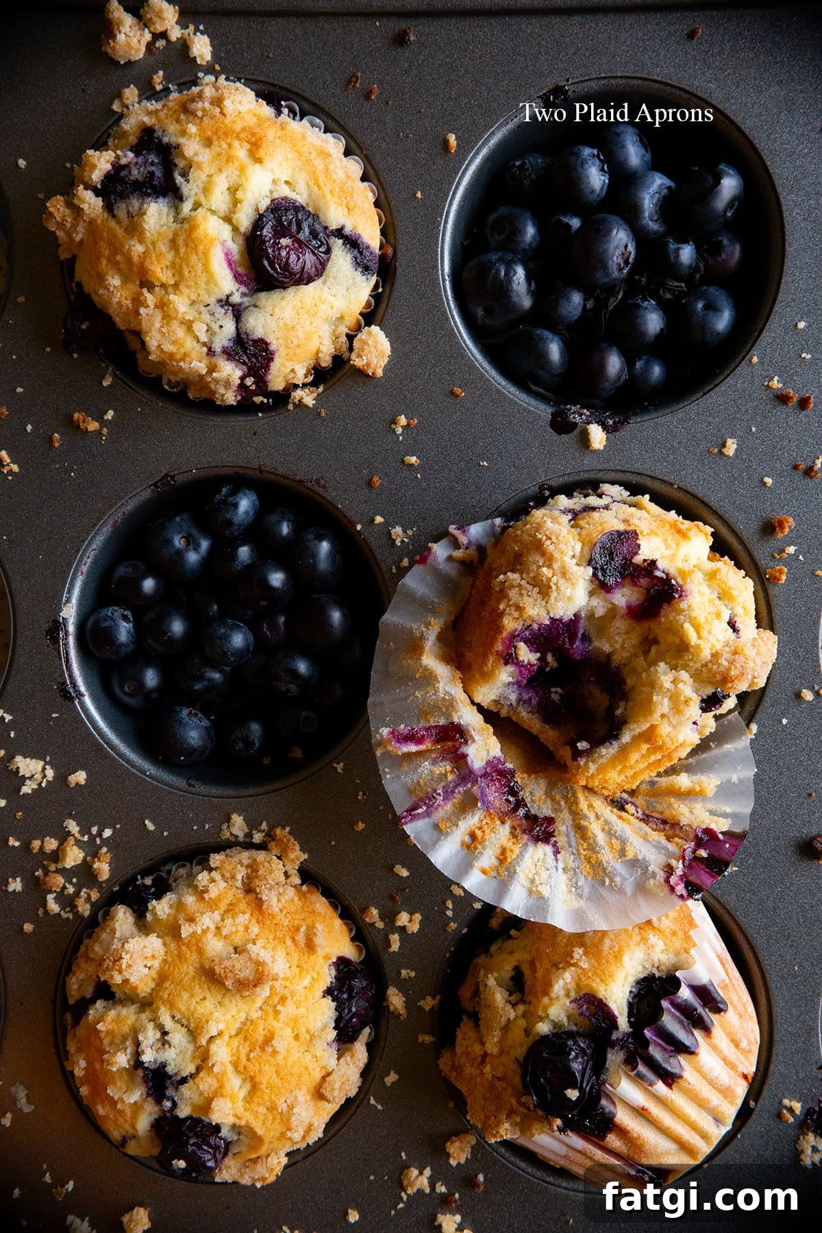 Dairy free blueberry muffins with crumb topping