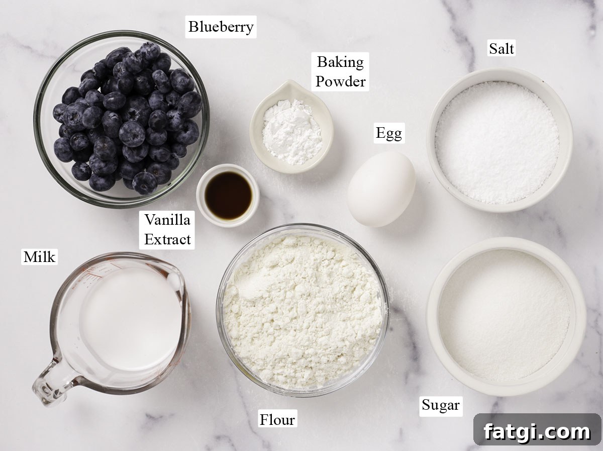 Ingredients for dairy free blueberry muffins