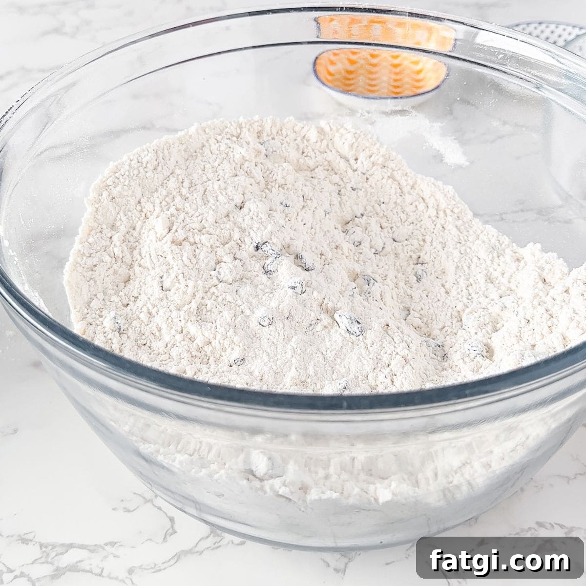 Mixing the dry ingredients together. 