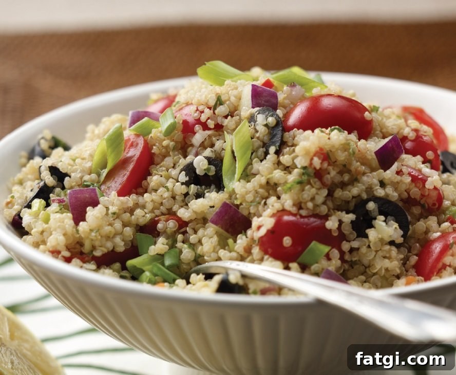 Mediterranean quinoa salad with colorful vegetables