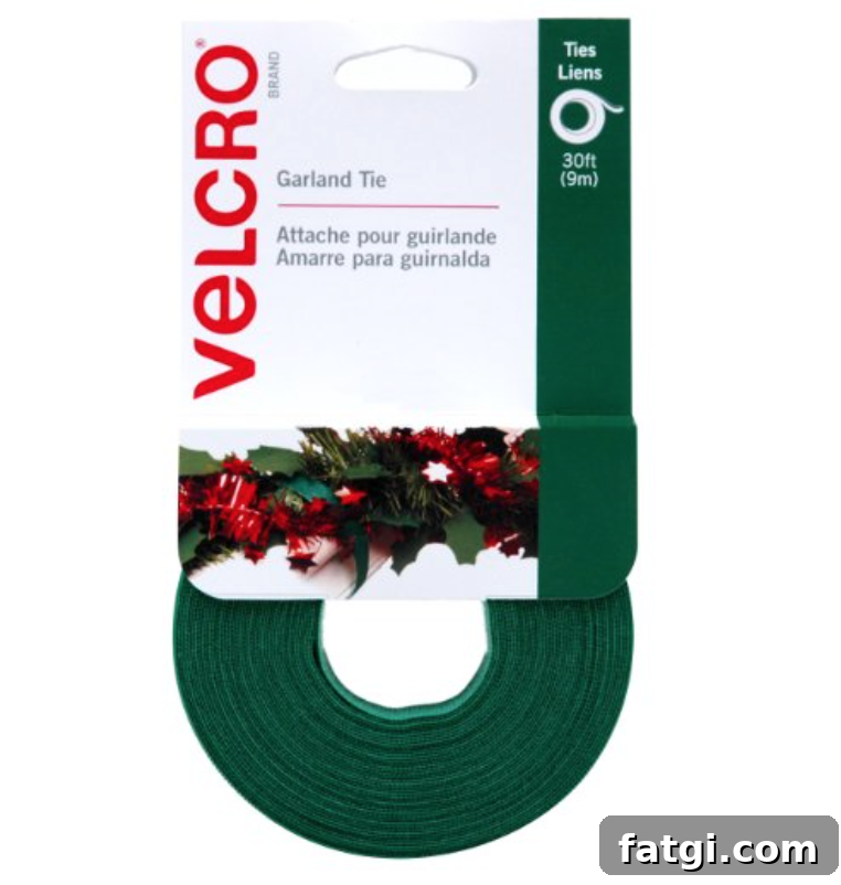 How to Hang Garland on a Staircase Banister 3 Velcro ties used to attach Christmas garland to a staircase banister