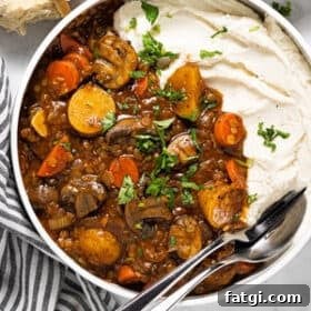 Vegan mushroom vegetable stew