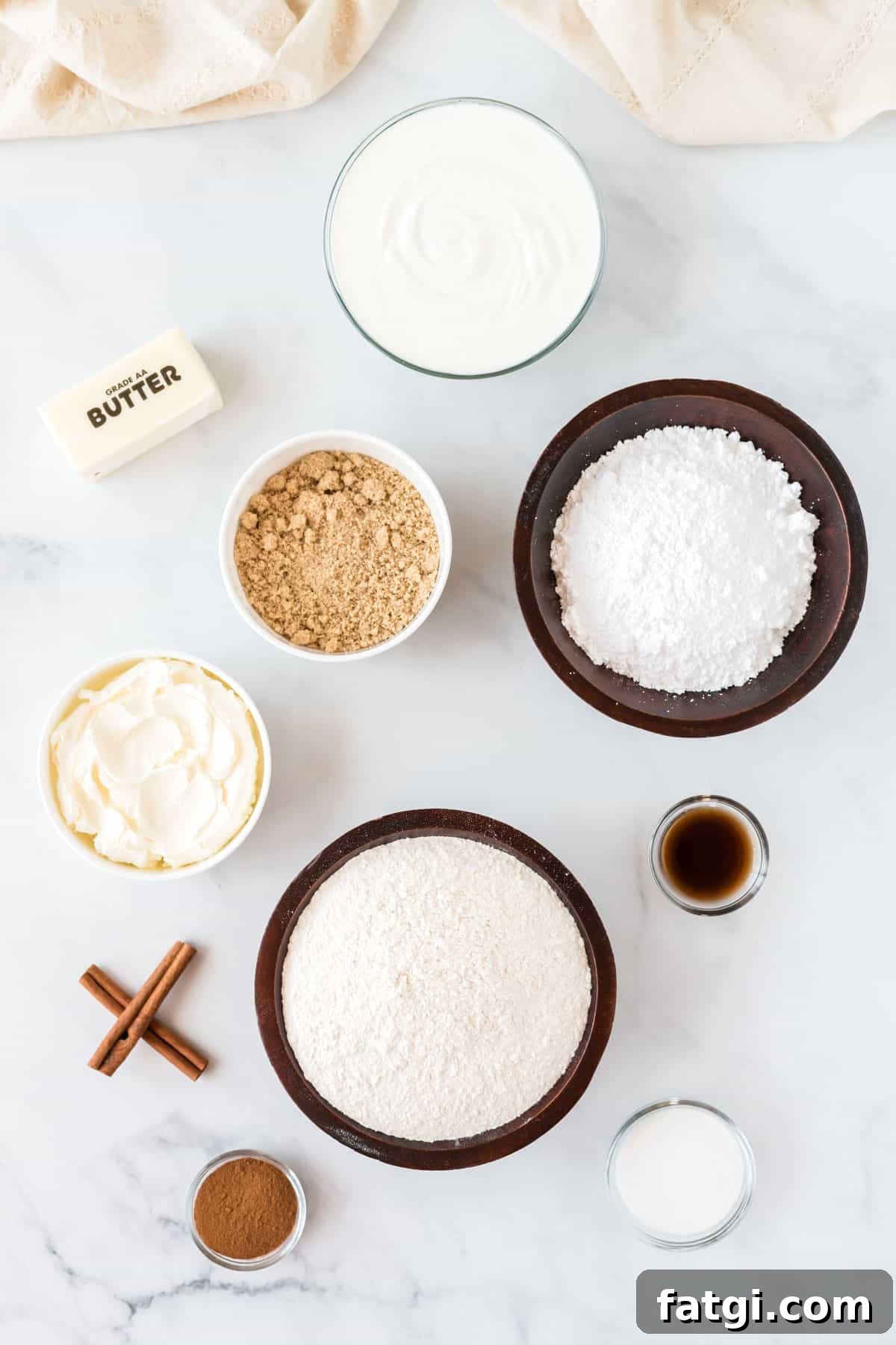 ingredients to make cinnamon rolls