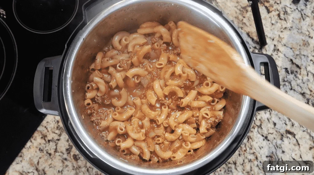 Stirring pasta.