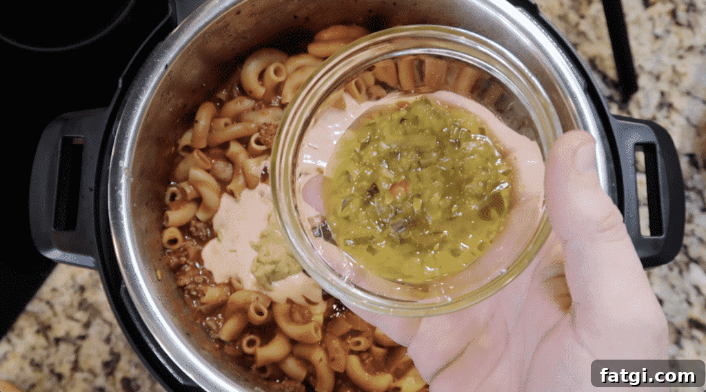 Adding relish to pot