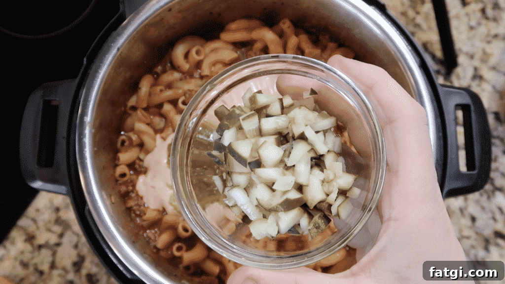 Adding pickles to pot