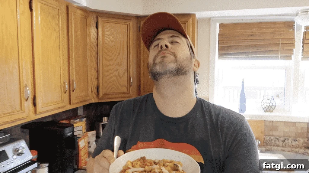 Man enjoying pasta