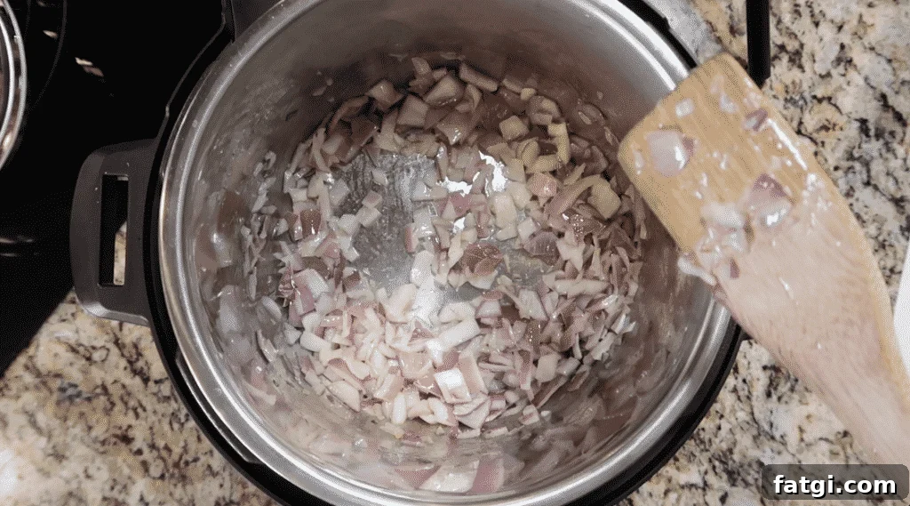 Sautéing onion.