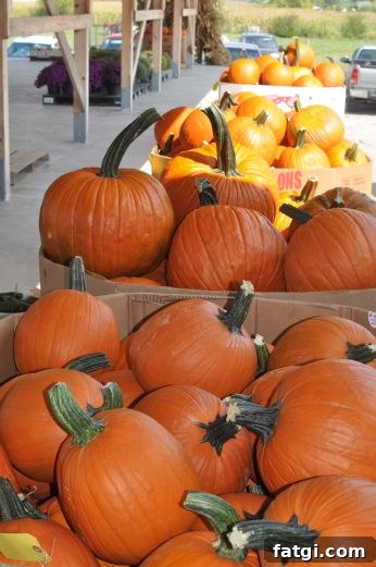 Boxes of fresh pumpkins at an Amish produce auction in Ohio