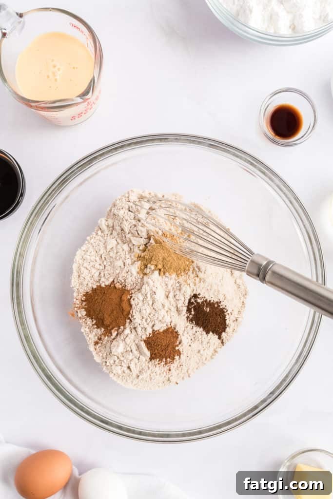 Cake mix and spices in a bowl.