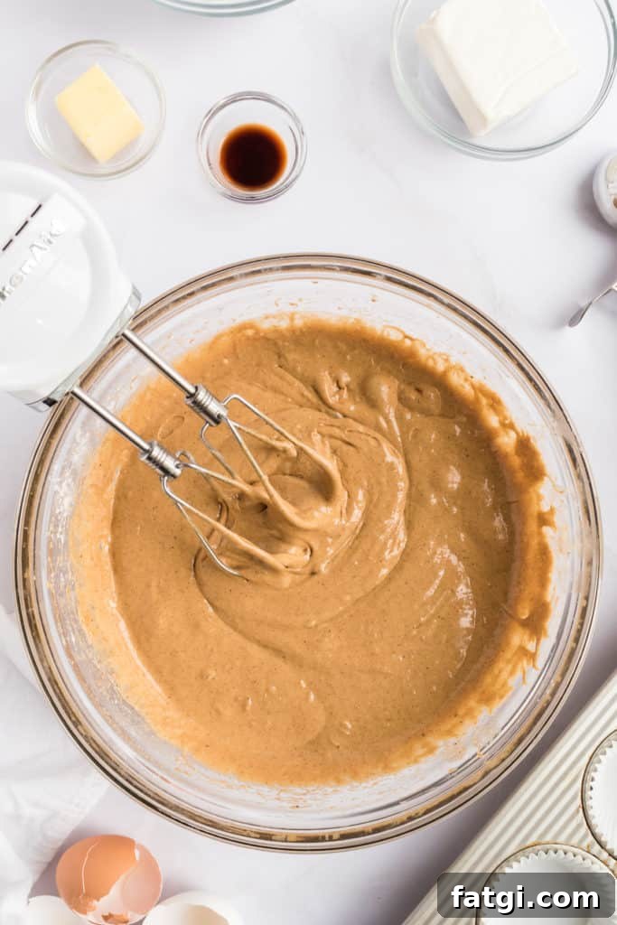 Cupcake batter in a bowl.