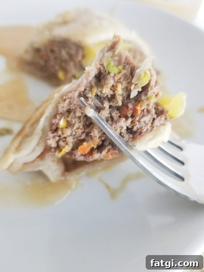 venison pasty served for dinner