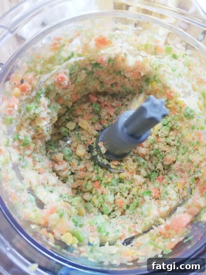 vegetables in food processor