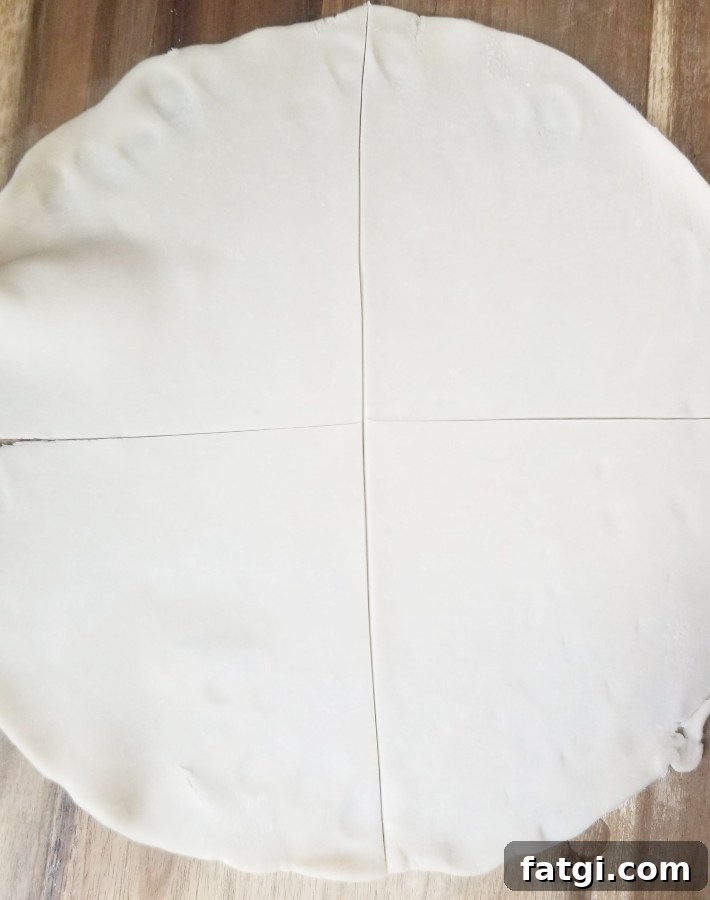 pie crust cut into 4