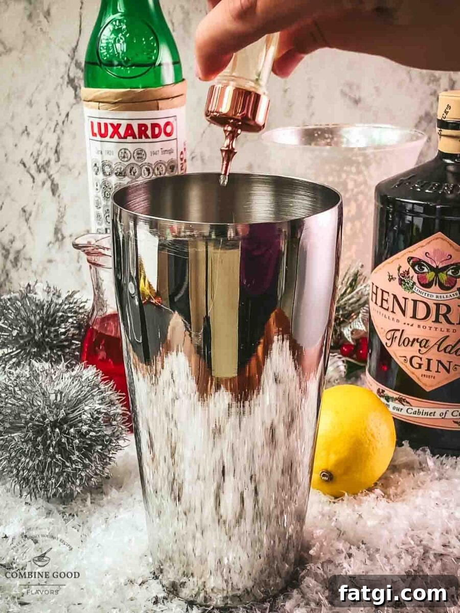 Cranberry Maraschino Sour Cocktail Recipe 6 Add orange bitters to the shaker tin.