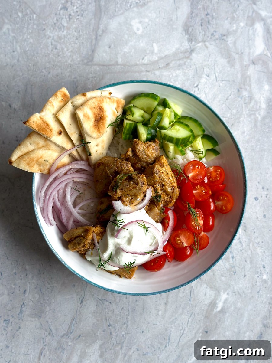 Greek Chicken Rice Bowl Recipe with Lemon, Herbs and Feta 2 Easy Greek Chicken Bowl Recipe (with rice)