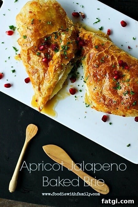 Apricot Jalapeno Baked Brie on a plate