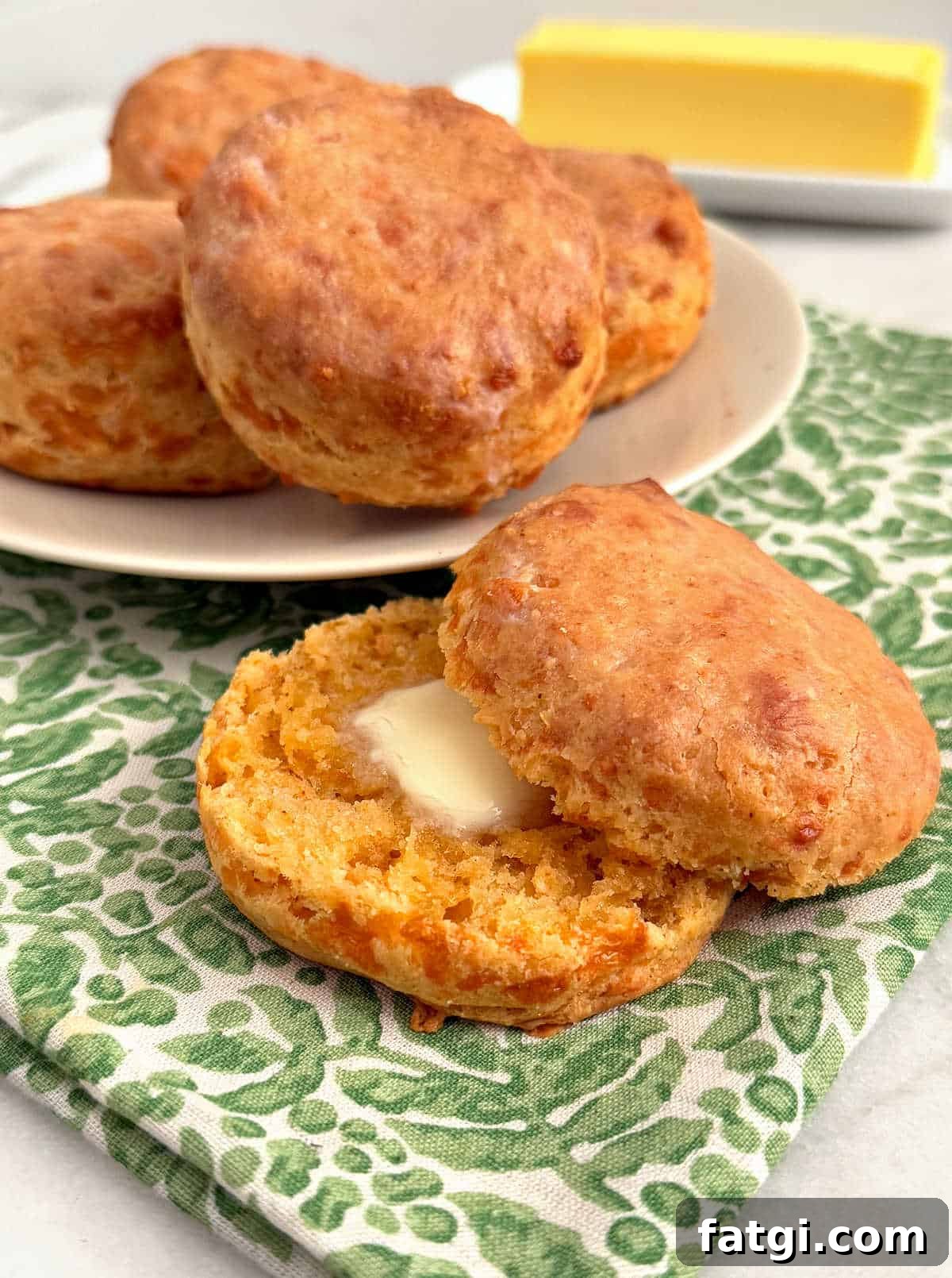 sourdough discard biscuits with butter.