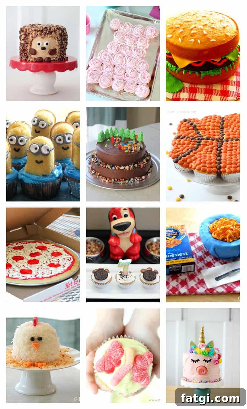 Fun Cake Recipes Kids Can Make at Home 2 Collage of kids cakes.