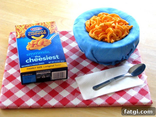 Fun Cake Recipes Kids Can Make at Home 7 red checkered cake board with mac and cheese themed cake
