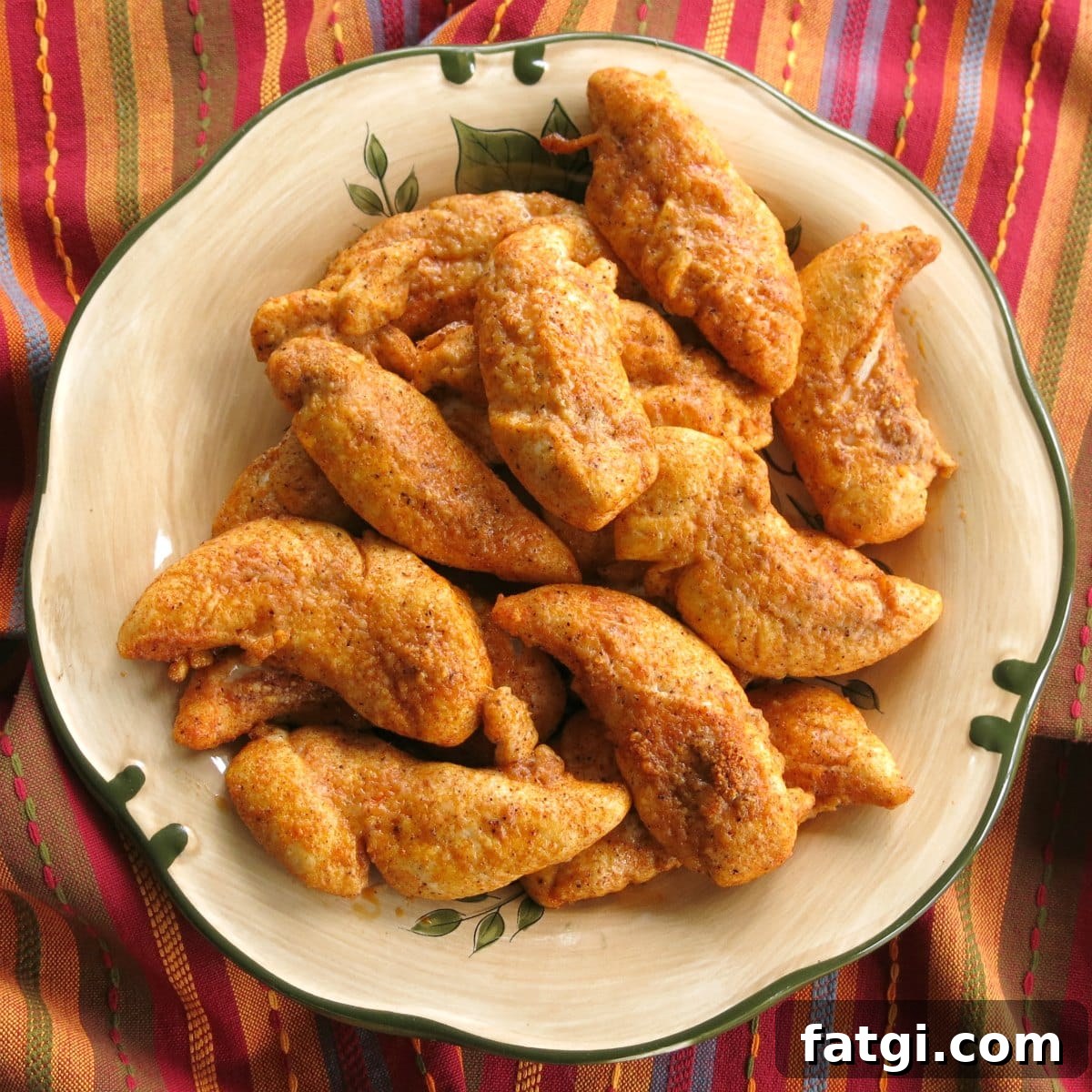 Baked Paprika Parmesan Chicken Tenders layered on a plate.