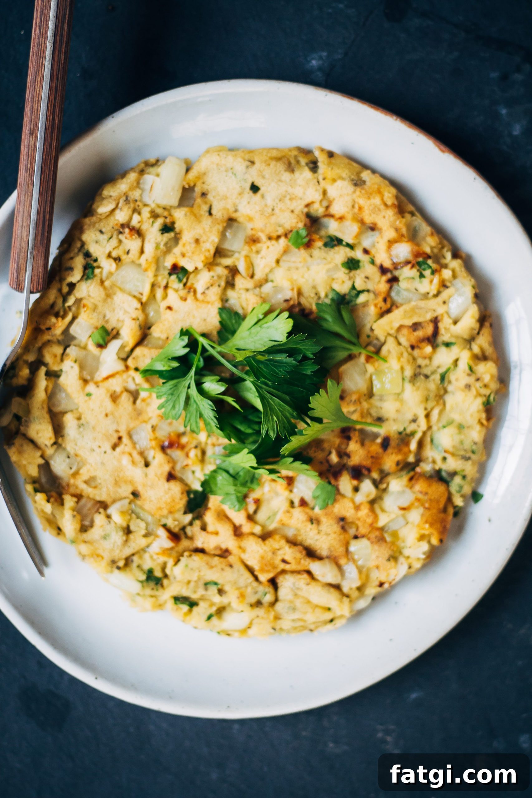 Savory chickpea flour flatbread with parsley