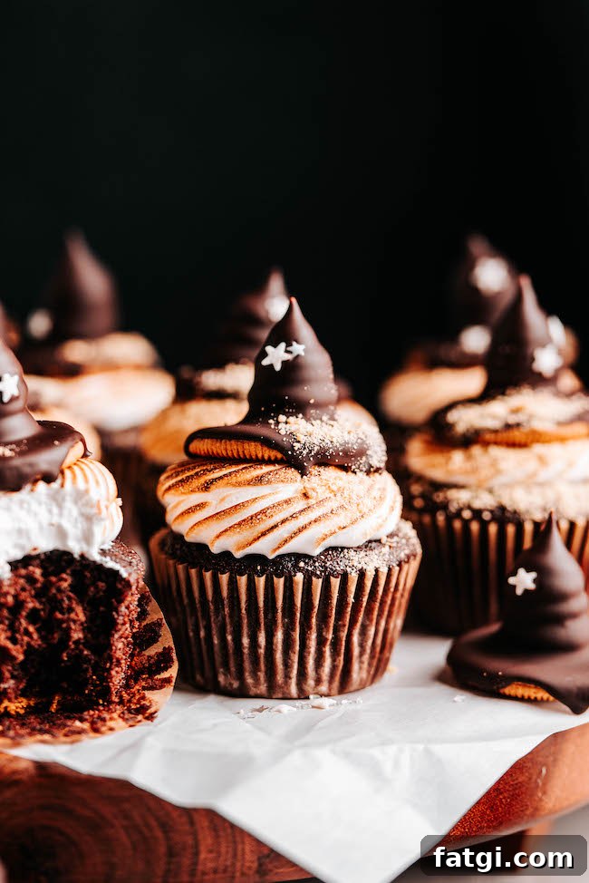 Halloween Witch Hat Smores Cupcakes 15 S’mores cupcakes with witch hat toppers