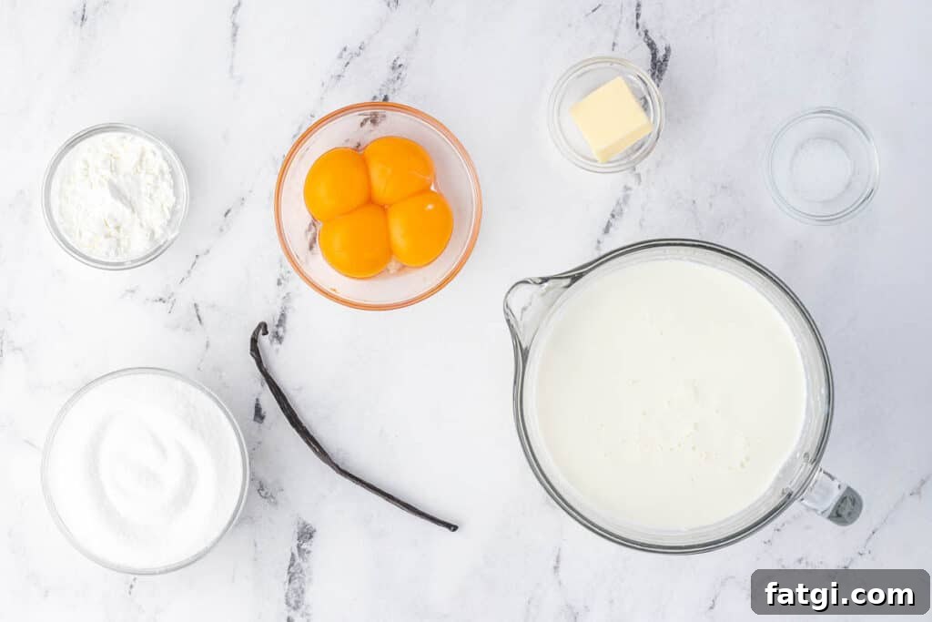 ingredients to make vanilla pudding