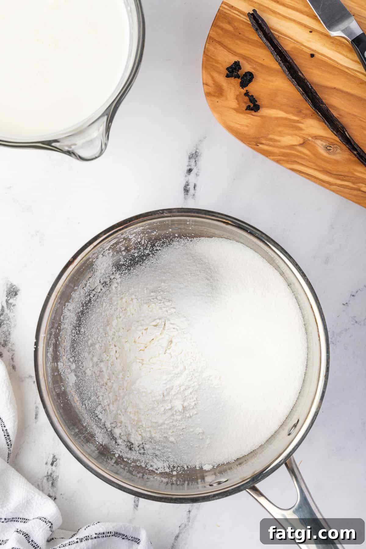 sugar and cornstarch in pan