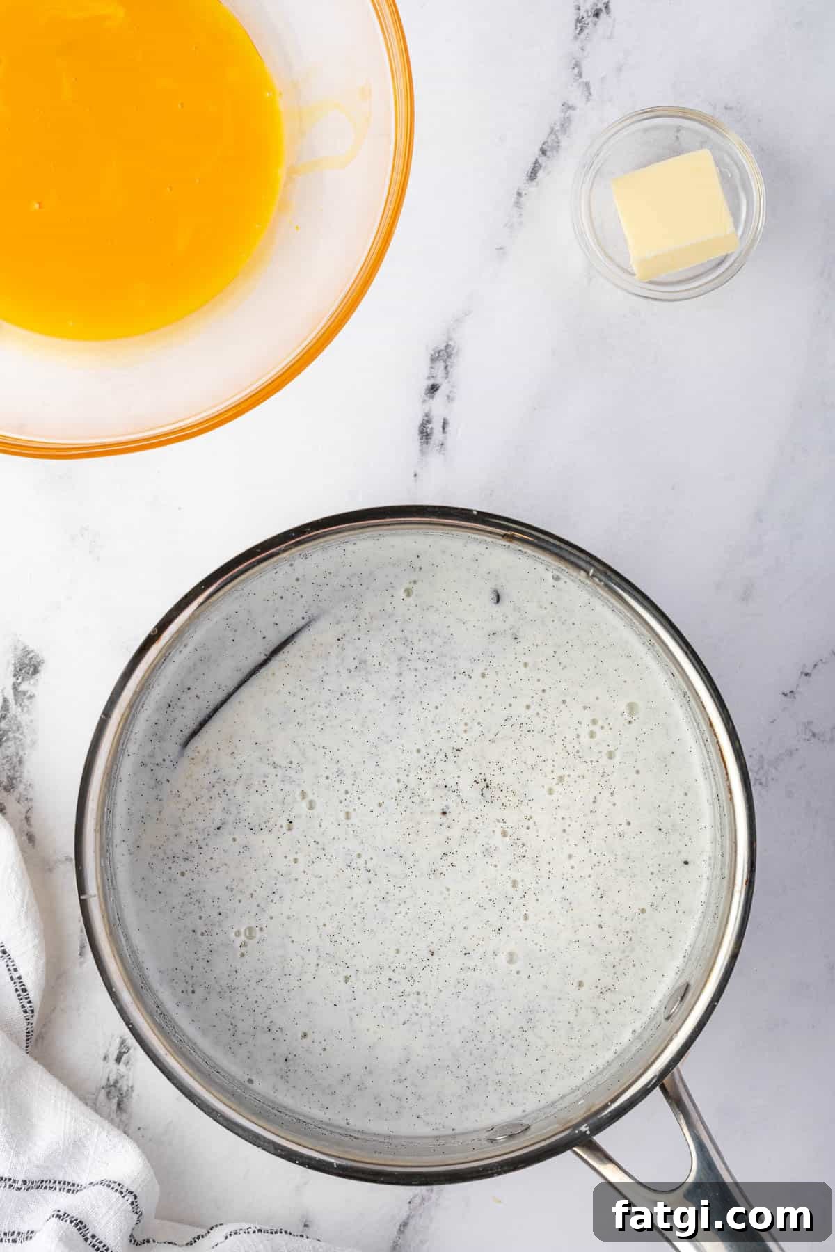 scalded half and half with vanilla bean