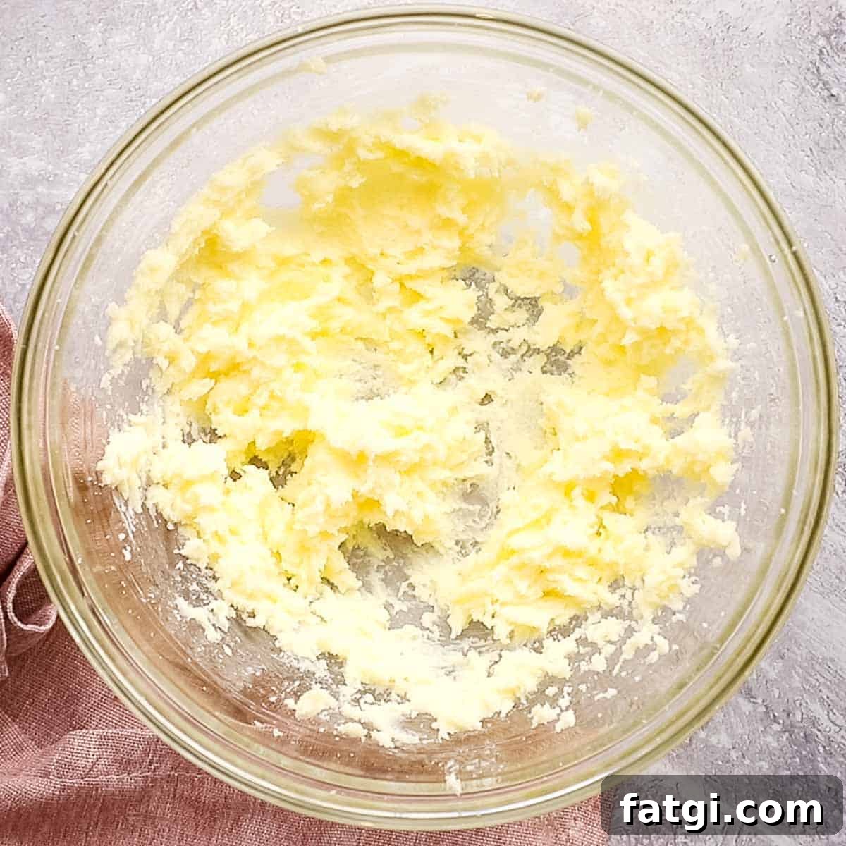 butter and sugar creamed together in a bowl