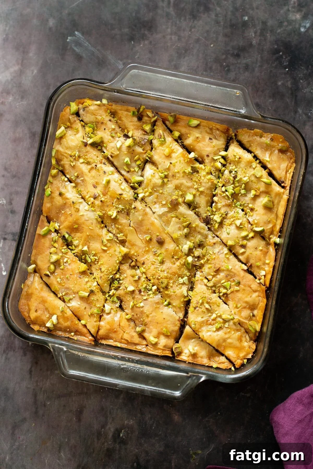 Vegan Baklava with Date and Nut Filling 19 a pyrex dish with homemade vegan baklava