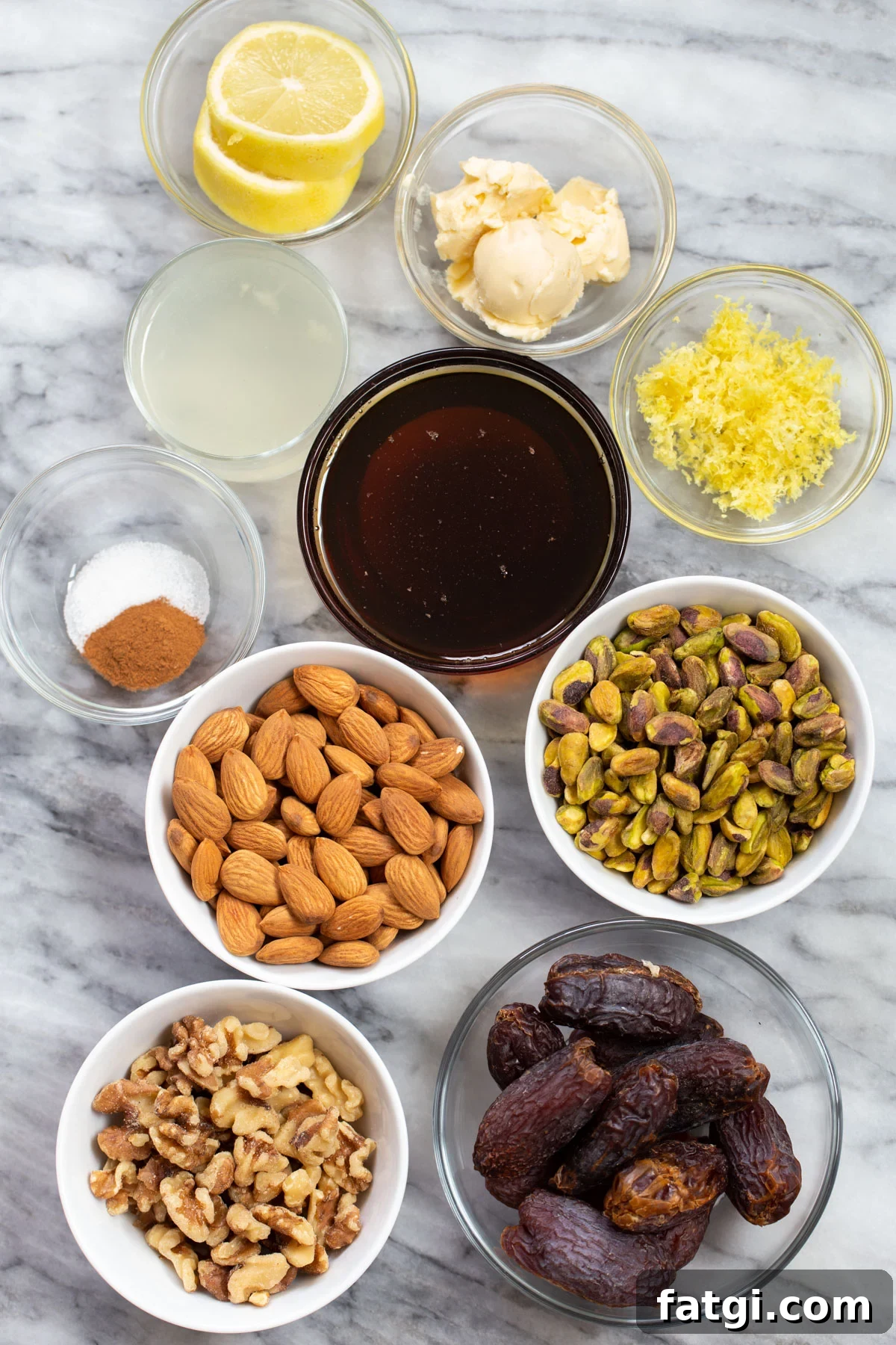 Vegan Baklava with Date and Nut Filling 6 ingredients needed for making baklava